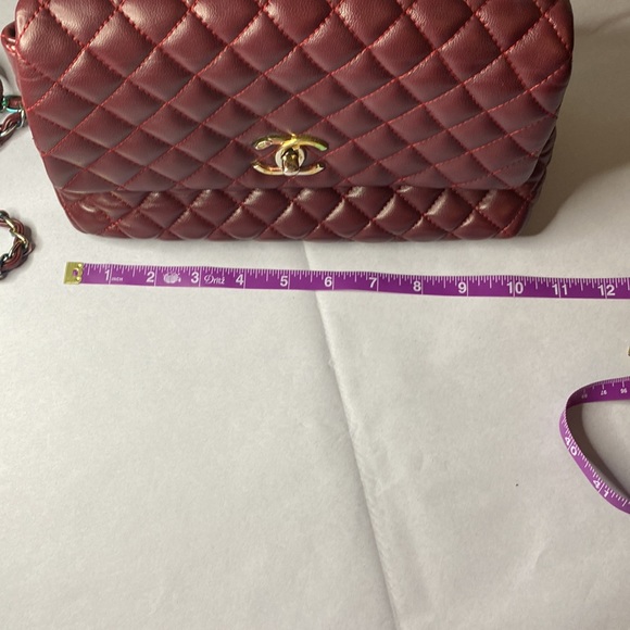 Vintage chanel CoCo medium burgundy purse - Picture 15 of 16